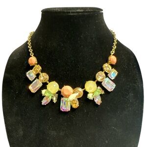 Charming Charlie Goldtone Faux Crystal and Faux Stone Statement Necklace. (C-A)